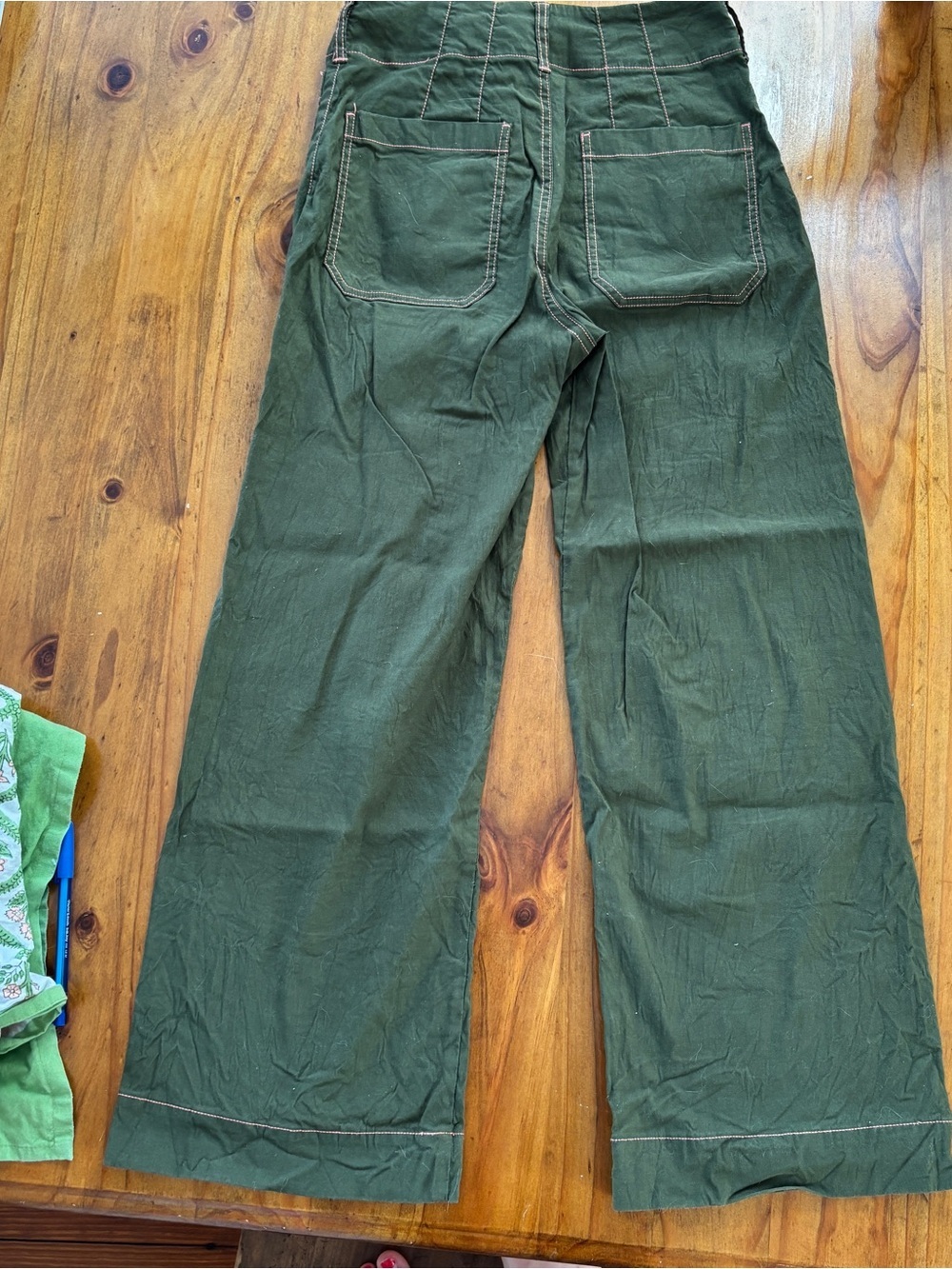 Maeve The Colette Adaptive Contrast Trim Pants Army Green Pink NWT Size 25 - Picture 5 of 5